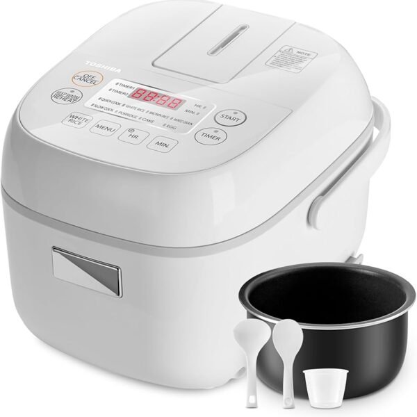 Fiestas Patrias del Perú---Mini olla arrocera Toshiba, olla arrocera pequeña de 3 tazas sin cocinar, vaporera y calentador, con lógica difusa y cocción de un toque, temporizador de retardo de 24 horas y función de mantener caliente automáticamente.
